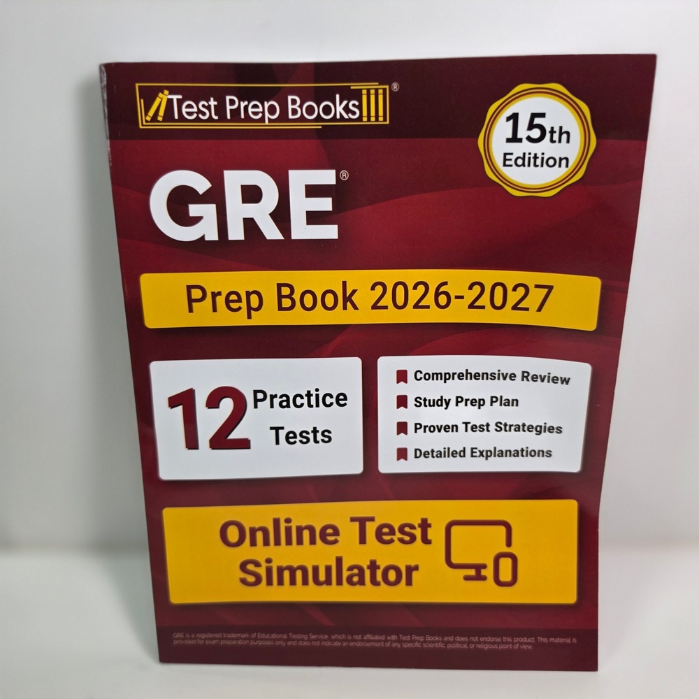 GRE Prep Book 2026-2027 Test Prep Books 15th Edition 12 Practice Tests Guide